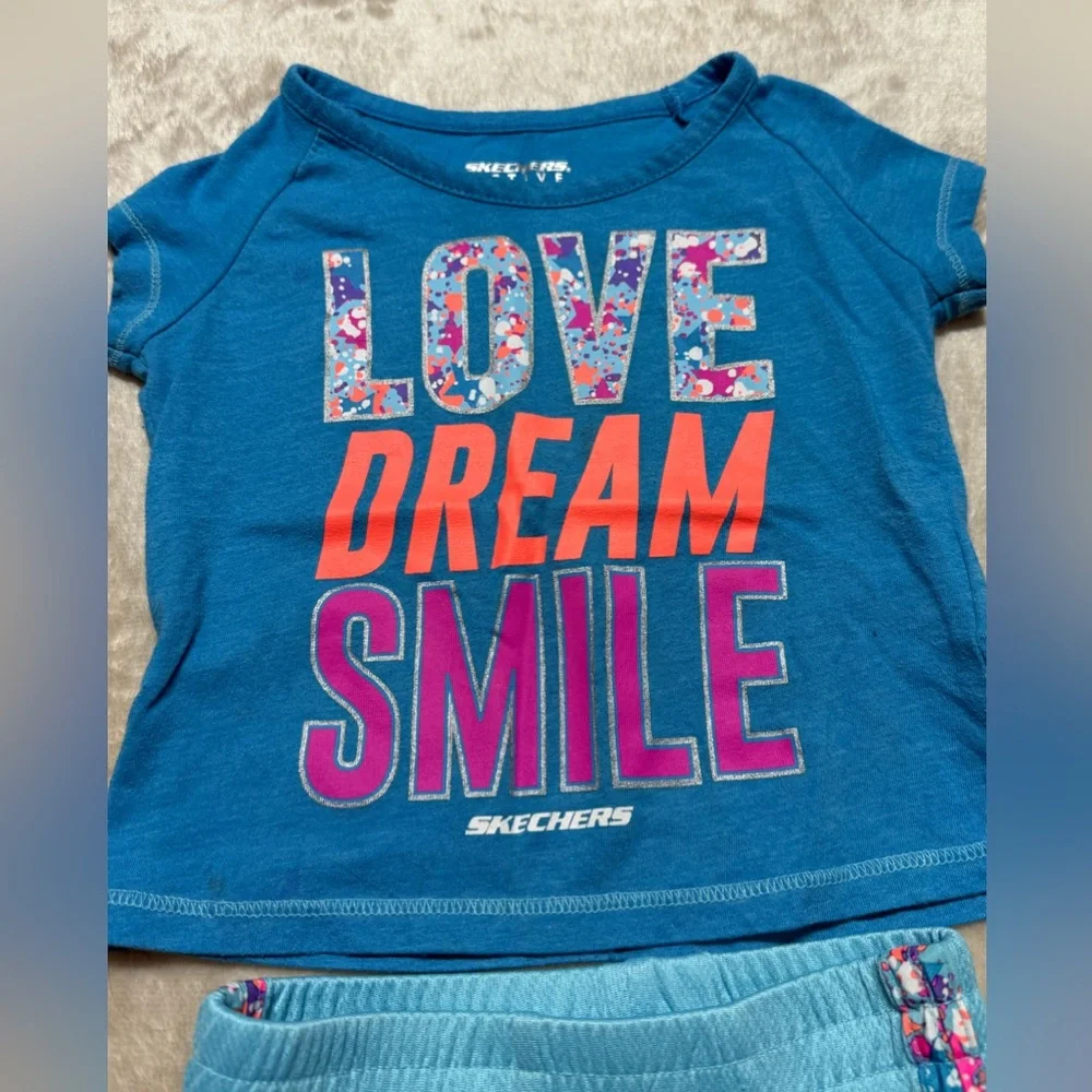 Skechers | Teal Toddler Baby Girl Top and Shorts Set | 18M